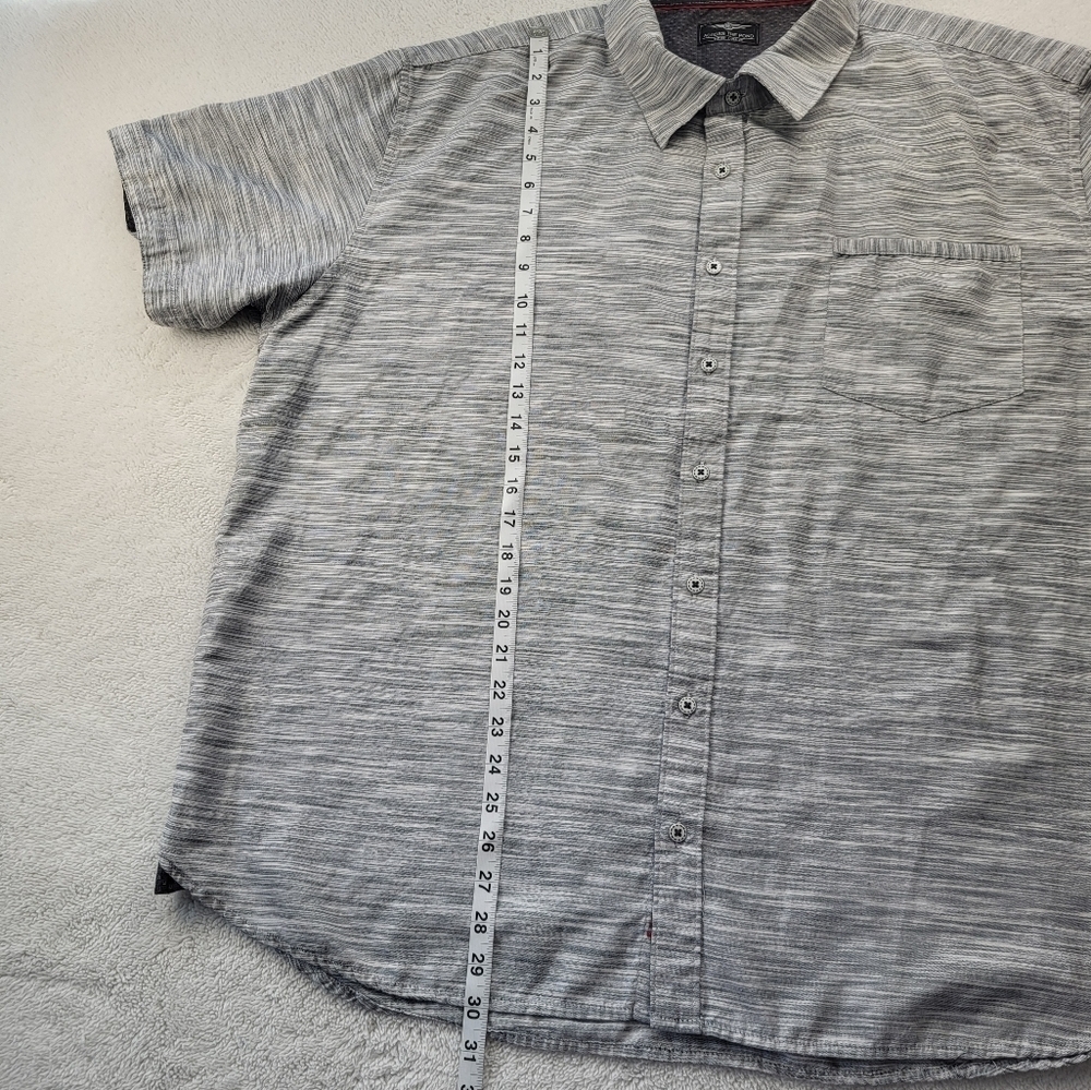 Across The Pond Men's Gray Marbled Short Sleeved Button Up Shirt Size 3X - Picture 7 of 8